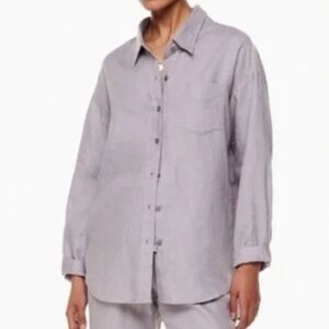 Aritzia Wilfred Free Relaxed Linen Mauve Button Down Shirt Medium